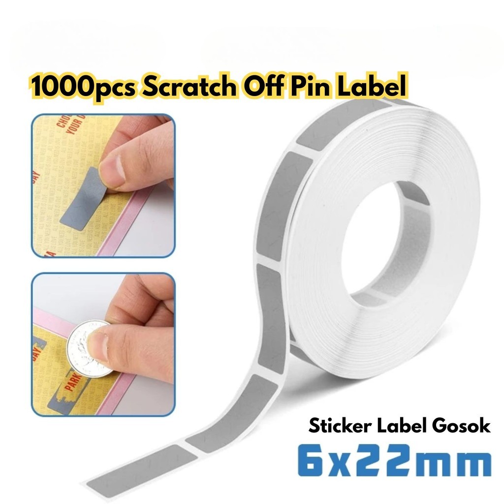

1000pcs Scratch Off Pin Label Sticker Label Gosok Scratch 6 X 22mm Polos BR096 Penutup PIN Voucher