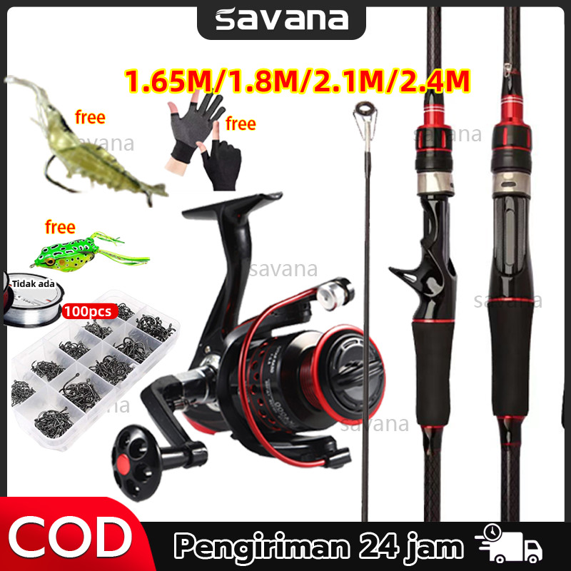 Joran Pancing Set 1.6m-2.4m Reel Pancing LK 2000-7000Joran UL Carbon Pancingan Set Lengka  Putar Rel