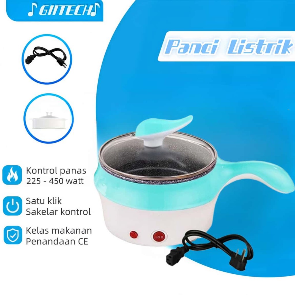 Panci Penggorengan Listrik Multifungsi 1.2L Panci Panas Listrik Panci Berlapis Keramik