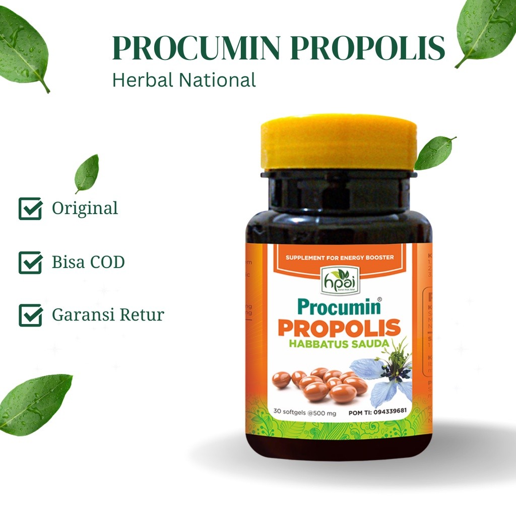 

HERBAL 100% Procumin Propolis Habbatussauda Asli - HNI BPOM
