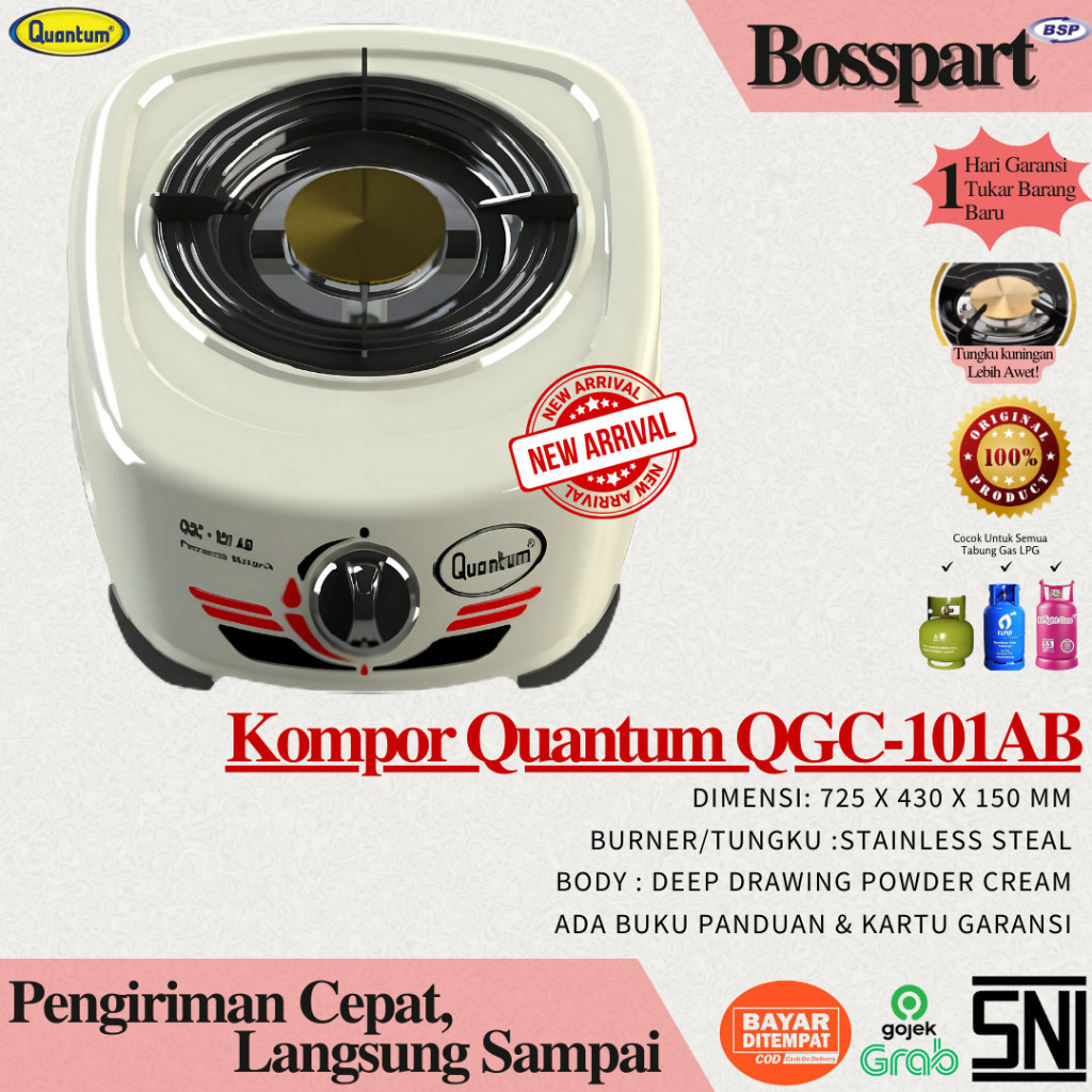 ARKAMANISHOP QUANTUM Kompor Gas 1 Tungku QGC-101RB  / Kompor Quantum QGC-101AB