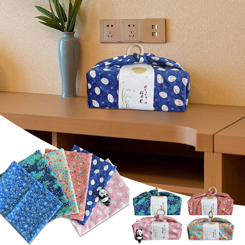 

Japanese Handkerchief Furoshiki Concise Printed Bento Wrapping Cloth Square Dust Cover Tablecloth Gifts Package Kerchief