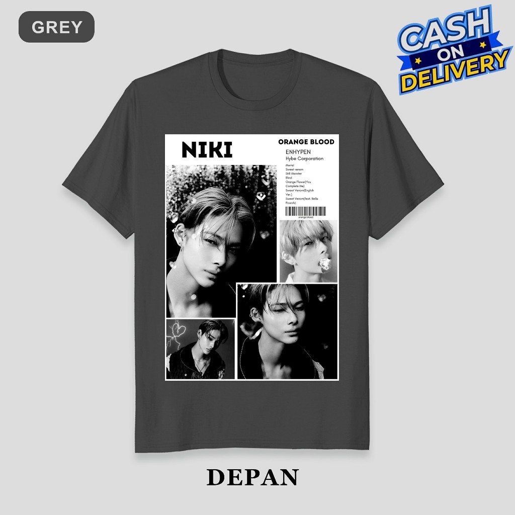 Baju Kaos Tshirt En Initial " NIKI " Jake Sunoo Jungwon Sunghoon Jay Heeseung ENHYPEN Kaos Wanita Pr