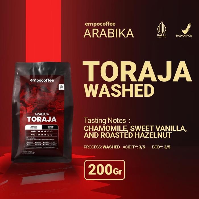 

Kopi Arabika Toraja Sapan Arabica Coffee Roasted Bean Coffe Beans 200g - Biji Kopi