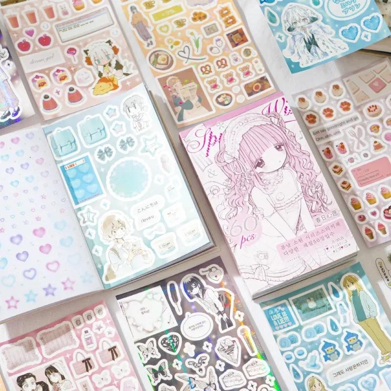 

60pcs Korean Style Daily Sticker Notebook Decorative Cut Film Sticker Book