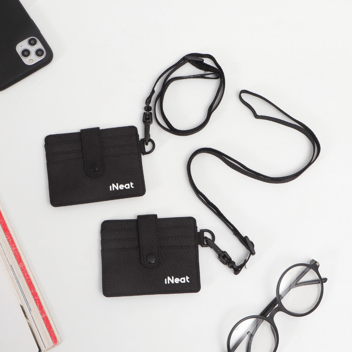 

New Collection iNeat Card Holder Lanyard Hanging Wallet Black | Dompet Kartu Polos - Hitam
