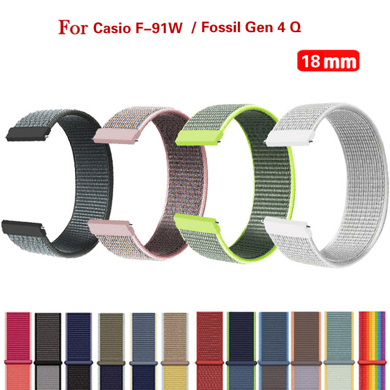 18MM Nylon Loop Strap For Fossil Gen 3 4 Q Venture HR Smart Watch Bands For Huawei B5 Garmin 255s Vi