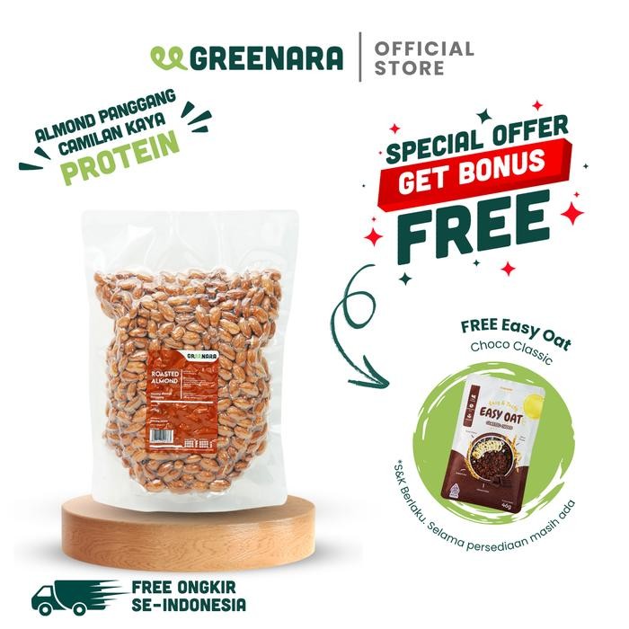 

Greenara Natural Roasted Almond 1kg / Kacang Almond Panggang