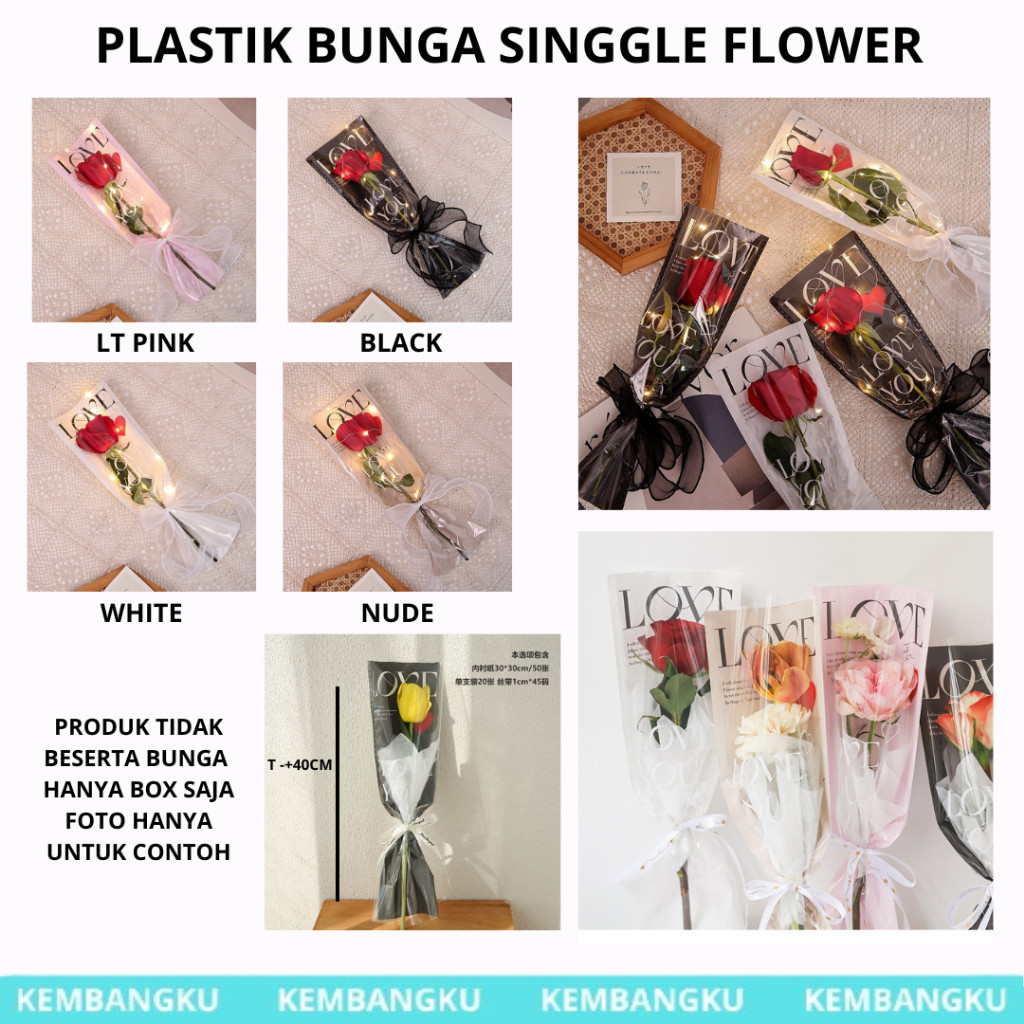

(ECER) Plastik Bunga Singgle Flower Buket Opp (TIDAK TERMASUK BUNGA)