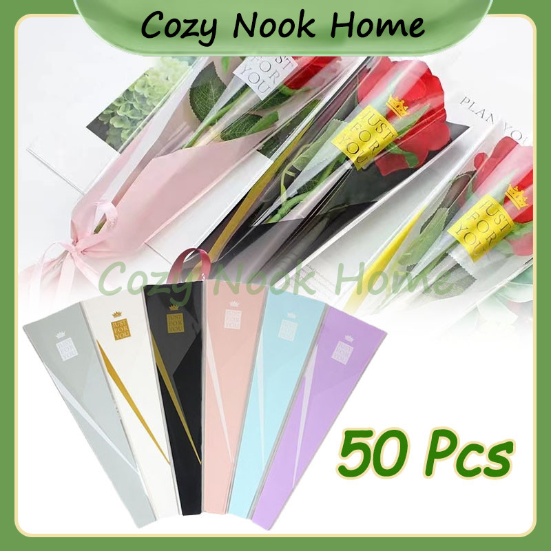 

Plastik Bungkus Bunga 50 Pcs / Tangkai Single Flower Rose Packing Selves / Plastik Bung