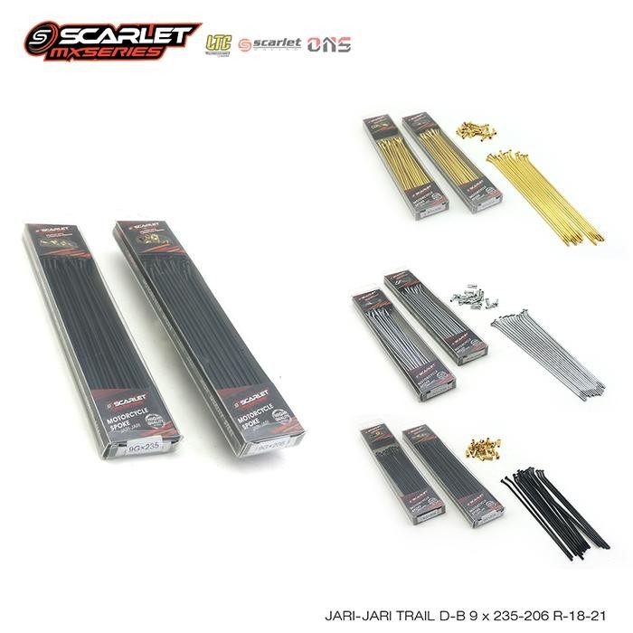 Scarlet Racing - Jari Jari Roda Sepeda Motor Trail Ruji Depan Belakang 9 x 235 206 R 18 21 - Gold