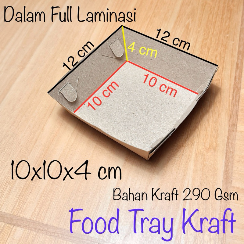 Food Tray Paper Tray S Small Kraft 10x10x4 Laminasi 290 Gsm / Paper Food Tray Kecil Kraft / Tray Kra