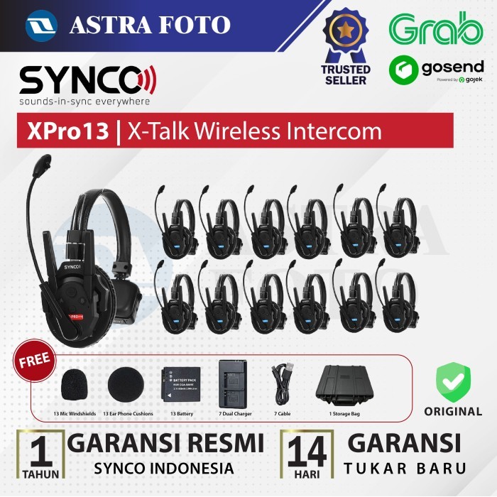 Synco Xtalk XPro13 Wireless Intercom System with 13 Single-Ear Headsets (2.4 GHz)