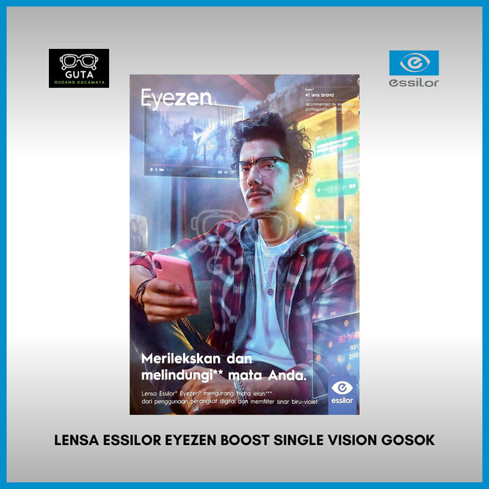 Lensa Kacamata Crizal Essilor Eyezen Boost Mengurangi Mata Lelah Orma 1.5 Blue UV Capture Original