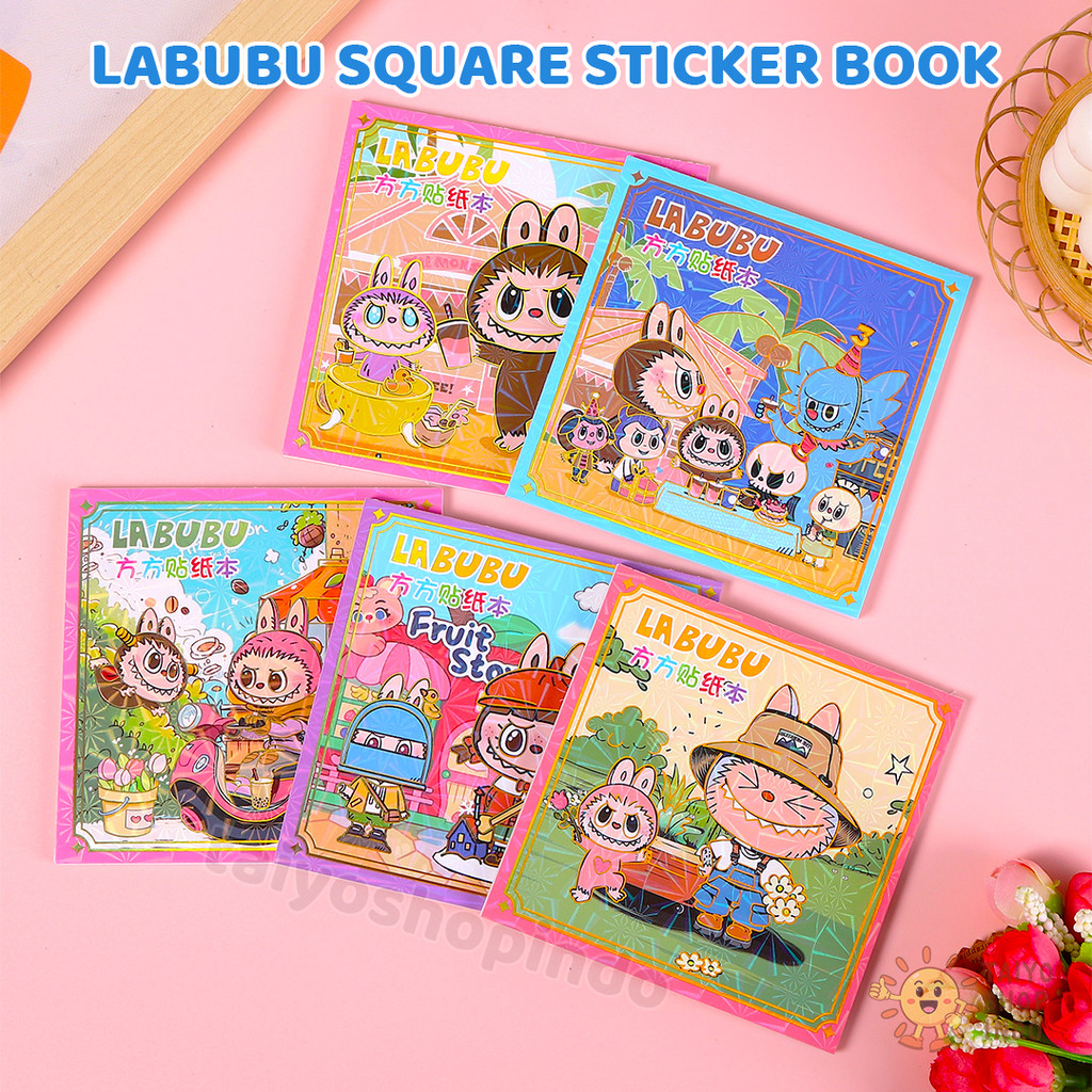 

TAIYO Labubu Square Sticker Book Premium Monster Stiker Buku Tempel Kertas Karakter Kartun Mainan