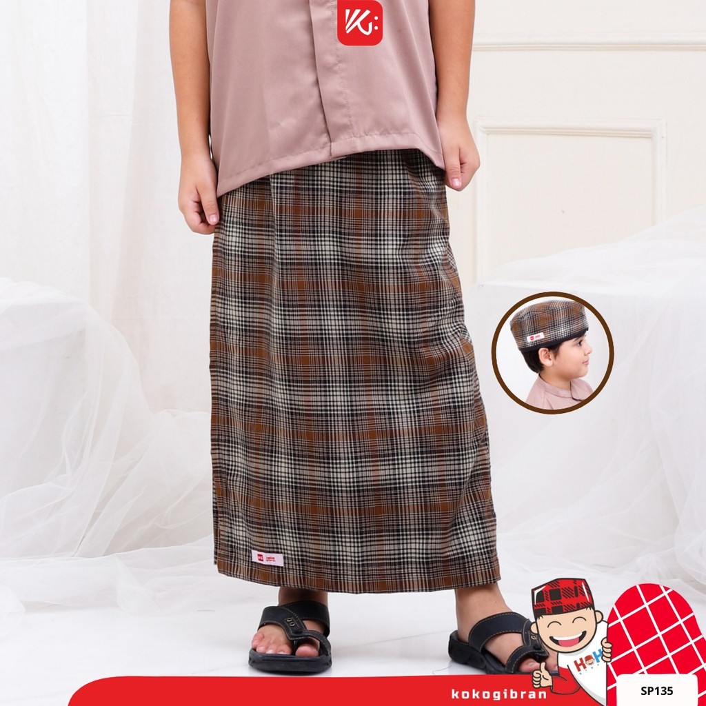 KokoGibran Sarung Instan Free Peci Anak Laki-Laki | Sarung Anak Instan | Sarung Celana Anak