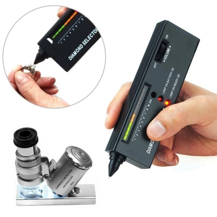 PAKET Diamond Tester II & Loupe 60x Zoom Selector 2 Berlian Permata
