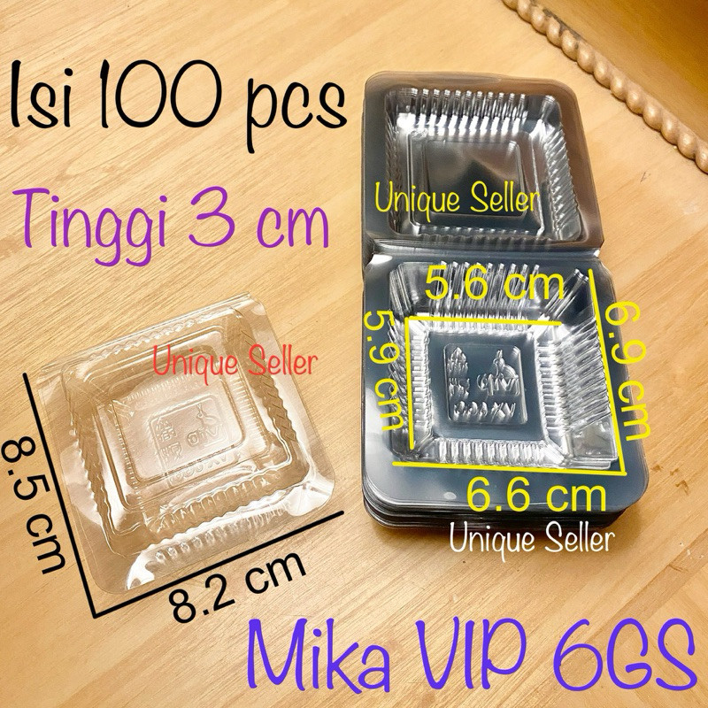 [Isi100] Mika VIP 6GS Uk 6.9x6.6 cm / Mika 6 GS / Mika VIP 6GS / Tray Mika 6 cm / Mika Kue Kotak VIP