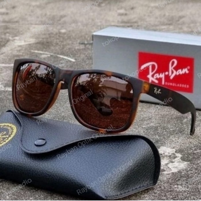 promo ✨ -Kacamata hitam pria rayban justin lensa polarized orinal - TortoLensaHitam1