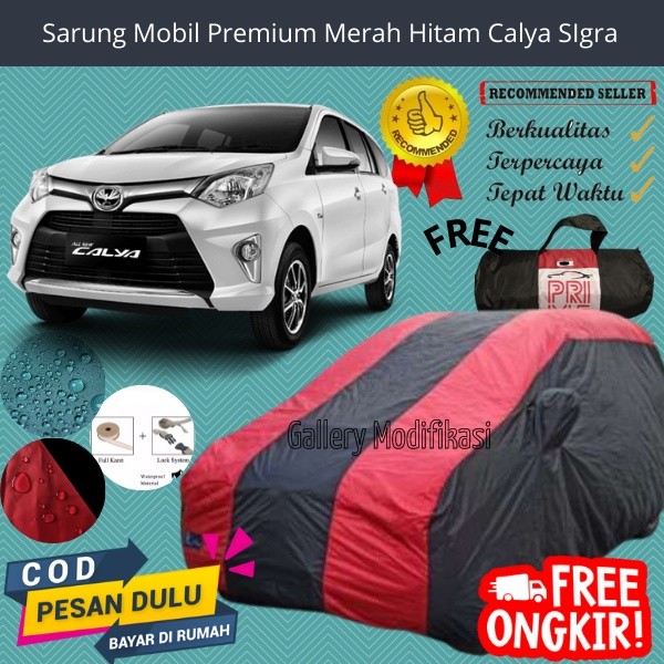 Sarung Mobil Premium CALYA SIGRA Kombinasi Merah Hitam