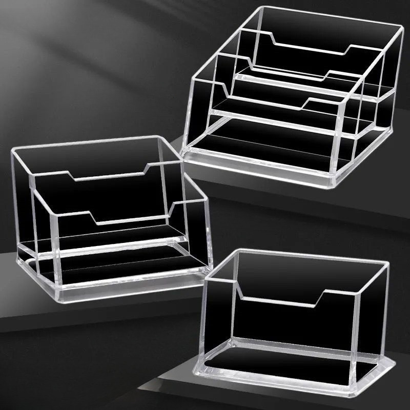 1pcs Clear Desk Shelf Box Storage Display Stand Acrylic Plastic Transparent Desktop Bussiness Card H