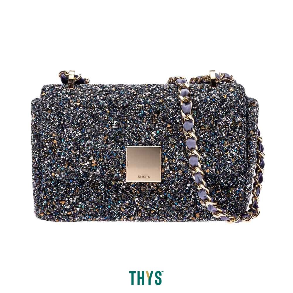 Susen Tas Selempang Embroidered Beads 2009 - Biru Navy