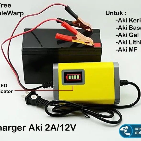 alat cas Aki 2A 12 V Mobil Motor Carger Aki Casan Aki Cas Aki Accu