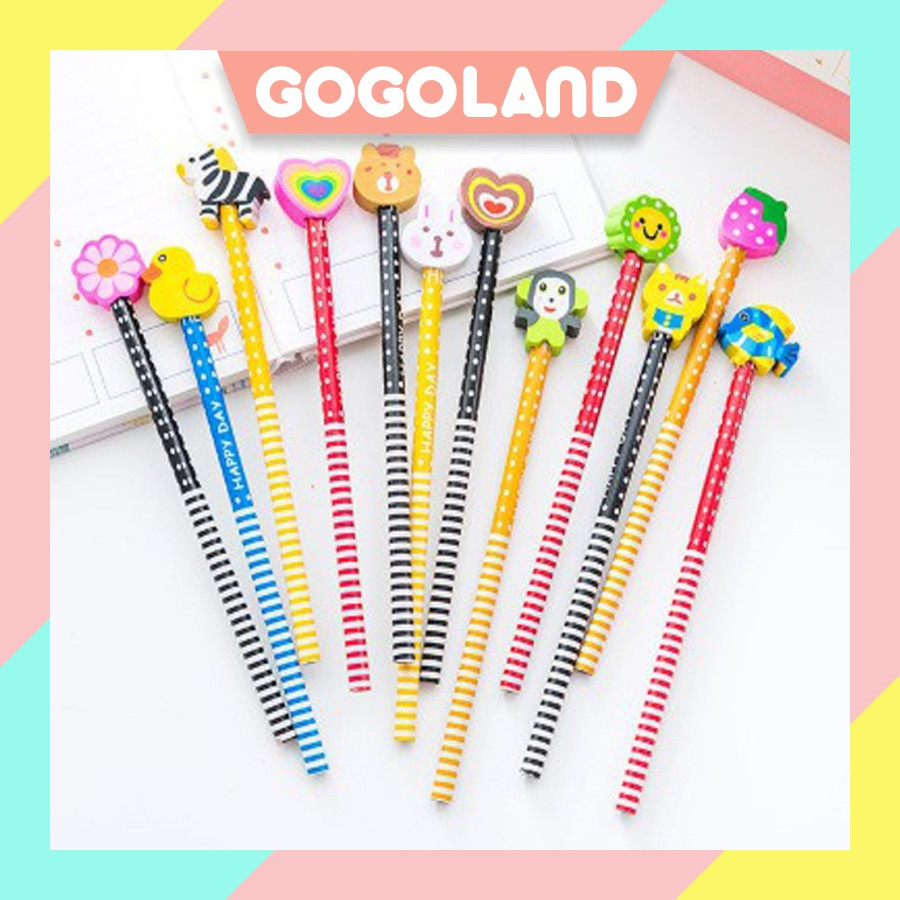 

⭐Gogoland⭐ Pensil Pencil Dengan Penghapus Set Grosir Alat Tulis Souvernir S060
