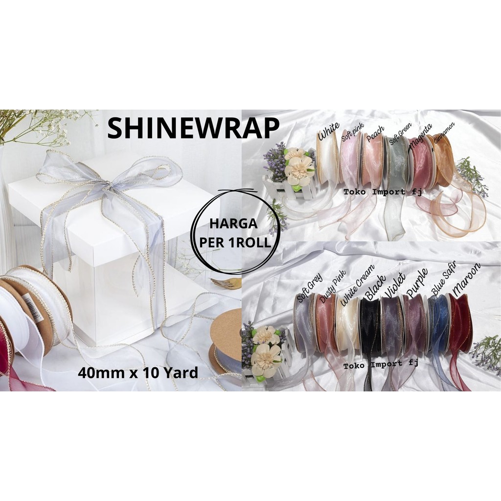 

Pita Premium Organdi Organza Korean Ribbon Fishtail Gift 40mm Lis Gold