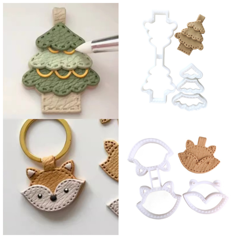 

Polymer Clay Cutters Fox/Christmas Tree Shape Keyring Clay Cutters Stitch Keychain Earring Jewelry Pendant Making Pottery Tools