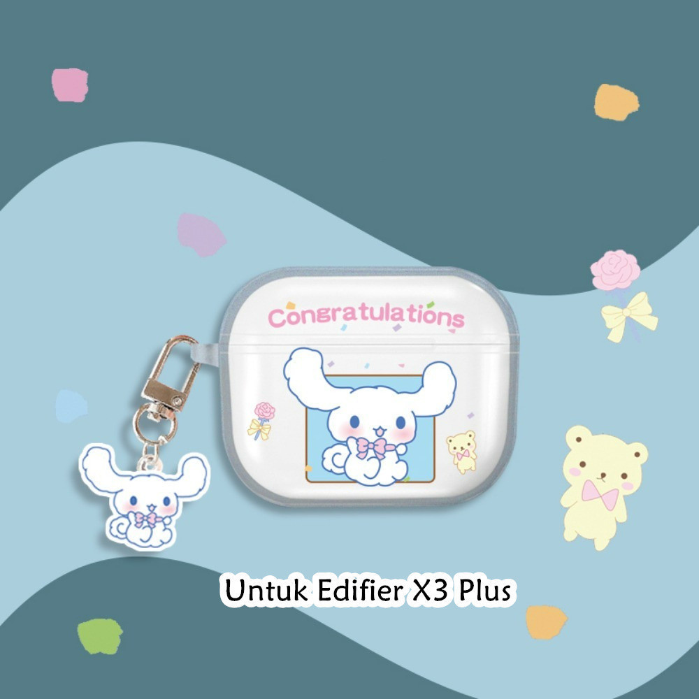 【Coco Case】Untuk Edifier X3 Plus Case transparan Kartun Kreatif Anjing kayu manis Soft Silicone Earp