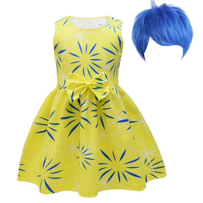 Joy Disgust Cosplay Costume Intensamente2 Princess Dress Wig Kids Girls Outfit Anime Cartoon Role Pl