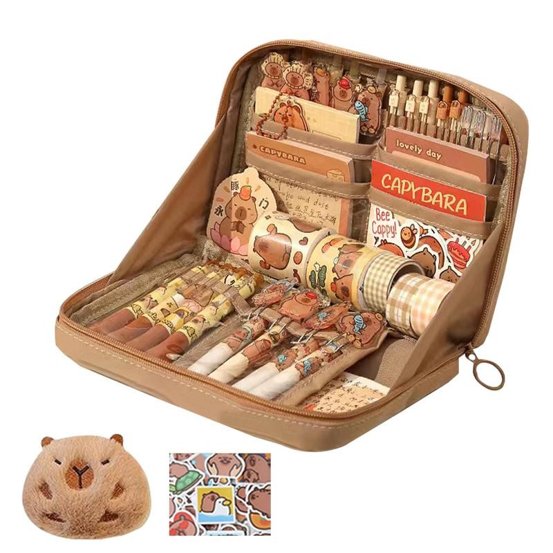 

Capybara Pencil Pouch Cartoon Animal Student Pen Pouch Large Stationery Organizer Open Wide Compartment Pen Bo'x For School