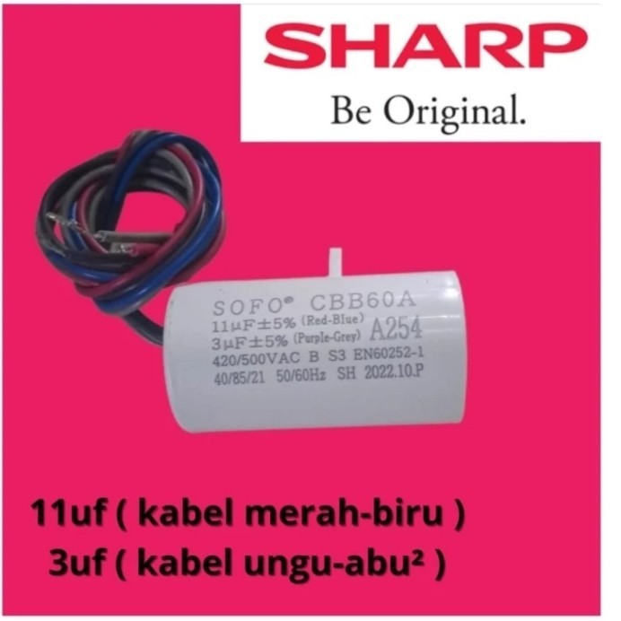 HS99 kapasitor mesin cuci sharp 2 tabung 11 + 3 Original Sharp Original ORI