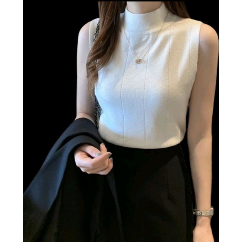 Ngros - Inner Turtleneck Wanita /Tanktop Rajut Garis /Tanktop Blouse Korean Inner/ Tanktop Tebal Pre