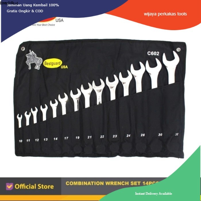 Bestguard kunci ring pas set 14 pcs 10-32 mm Premium kunci ring pas