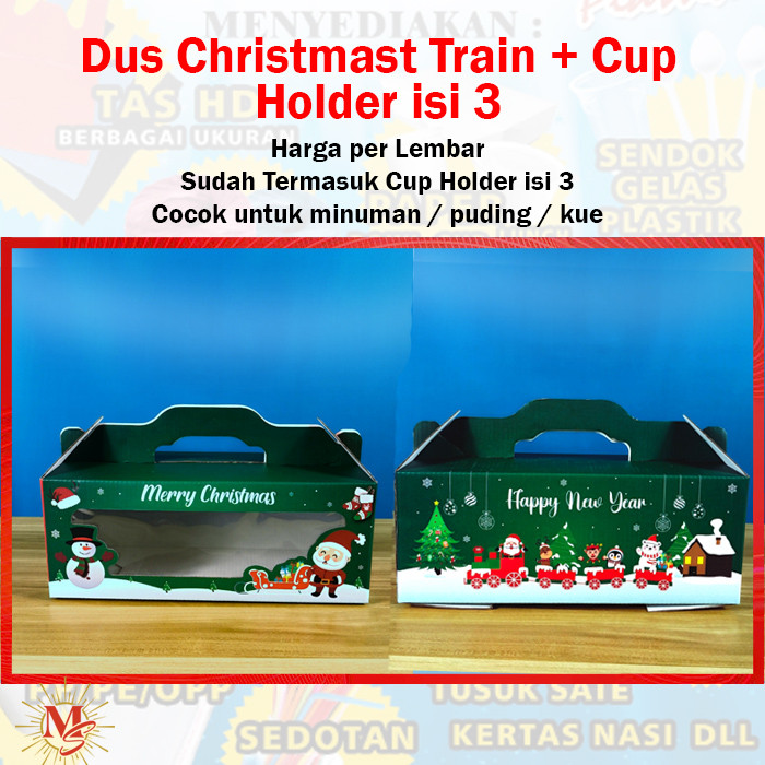 

Dus Kue Handle Hijau Natal dengan Holder Cup - CBX Xmas Train BD 31 x 12 x 12