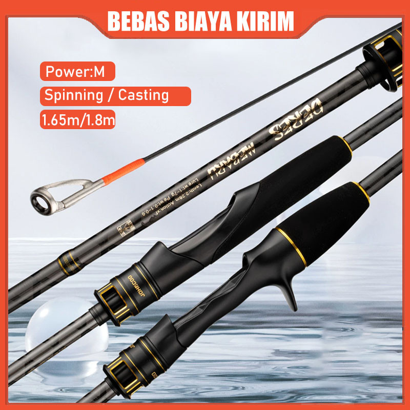 Joran Pancing Carbon Fiber Sea Fishing Rod(emas)1.65M-1.8M Tongkat Stik Pancing Set Sambung Dua Reel