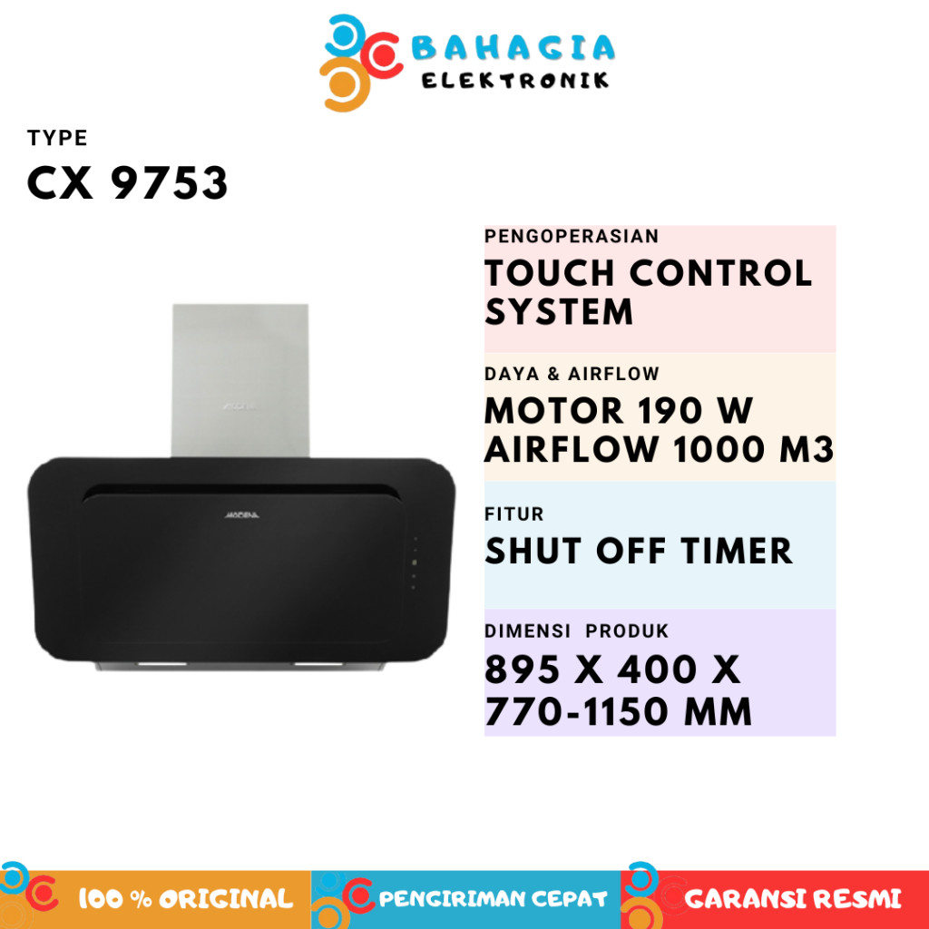 Modena CX 9753 - penghisap asap kompor wall chimney