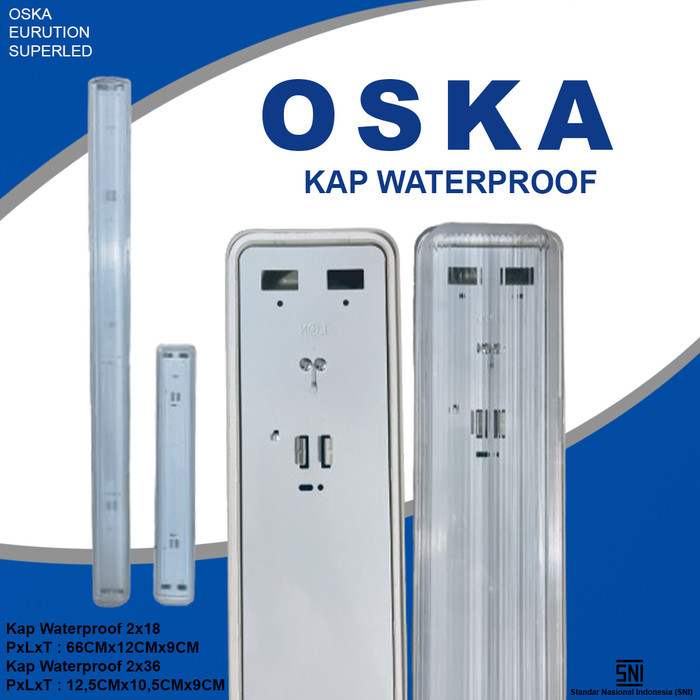 OSKA Kap Lampu TL IP65 Kap Waterproof 2x18 60cm / Kap Waterproof 2x36 120cm