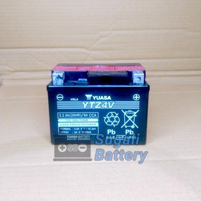 Aki Honda Supra X 125, Revo, Blade, Kharisma YUASA YTZ4V MF Accu Kering 12v 3.2Ah