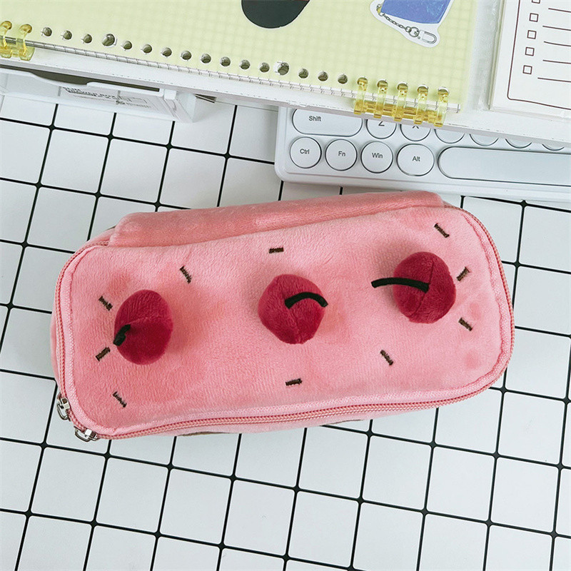 

Office Storage Bags Lovely Cherry Cake Pencil Case Sweet Plush Pencil Pouch School Supplies Pen Bag Stationery Box