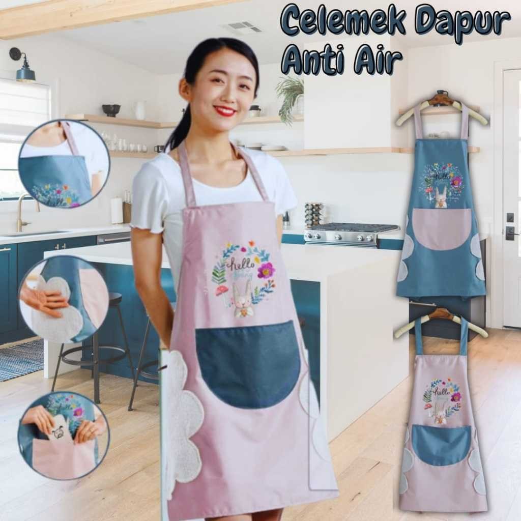 Celemek Apron Masak Waterproof Anti Air Dan Minyak Celmek Dapur Kain