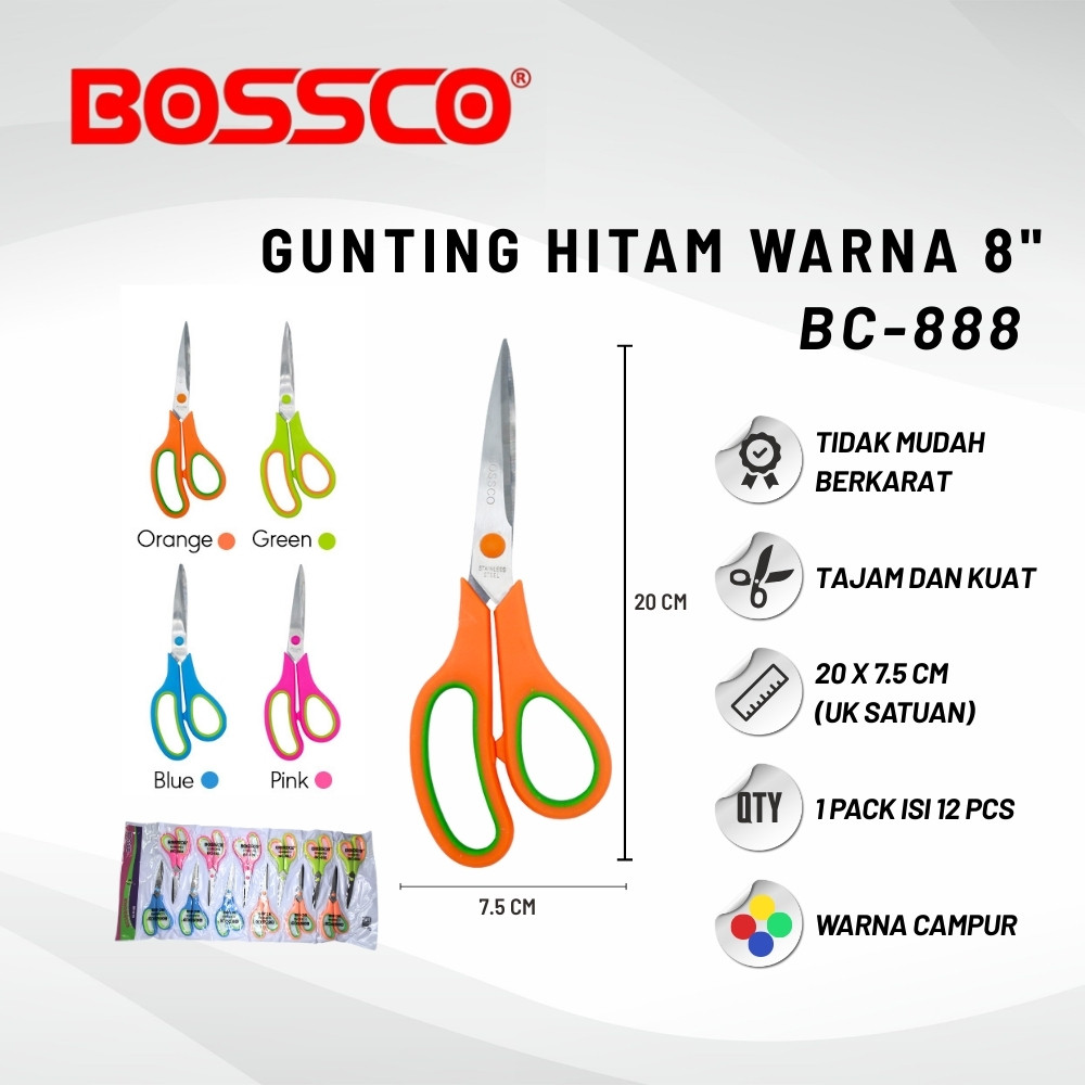 

mg Gunting Scissors BOSSCO BC-888 1 Lembar (12 Pcs)