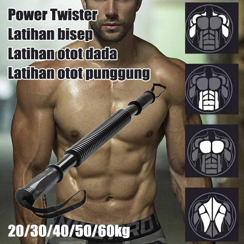 Power Twister 20-60KG - Alat Fitness Pembentuk Otot Lengan, Perut & Dada, Resistance Baja Tahan Lama
