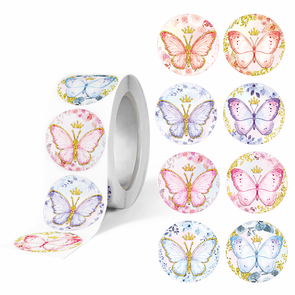 

GeeParty 500Pcs Stiker Kupu-kupu Ungu Pink 8 Gaya Untuk Paket Hadiah Anak-anak