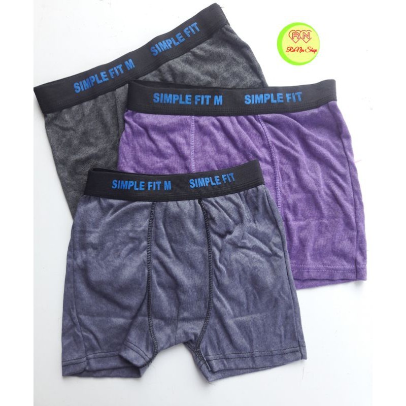 3 pcs CD Celana Dalam Boxer Pria Dewasa Simple Fit