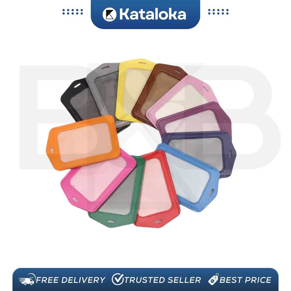 

1 Pak isi 50 PCS PU Kulit Badge ID Case Bening 2 muka 2 sisi