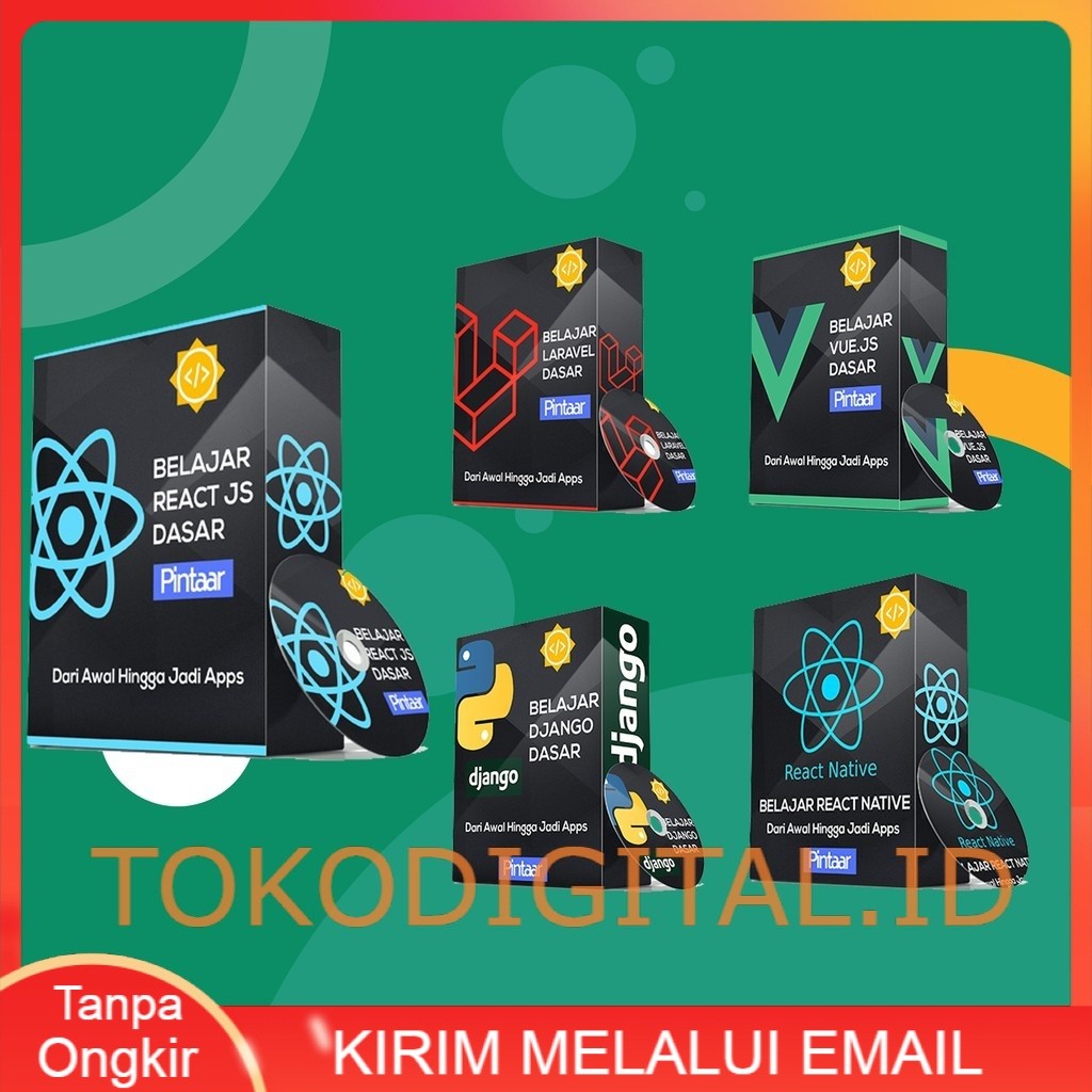 Paket Belajar Pemograman React Js, React Native, Vue JS, dan Django Python Lengkap