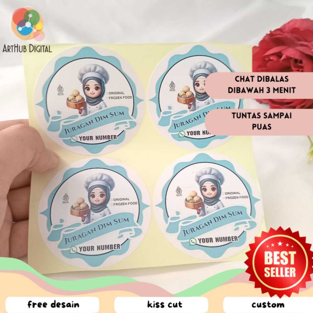

AHD 5-8 Stiker Label Dimsum Bentuk Bulat Sticker Chromo Dim Sum Free Desain Custom Uk.Sedang